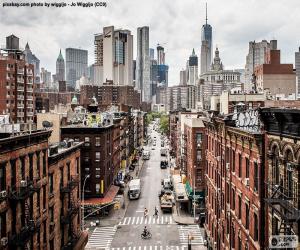 yapboz Manhattan'ın sokak görünümü